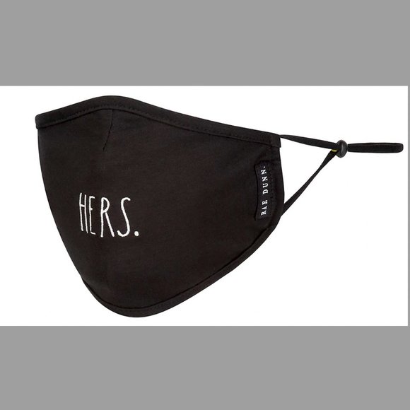 Rae Dunn Face Masks, His/Hers Design- Black, Set - Picture 3 of 4